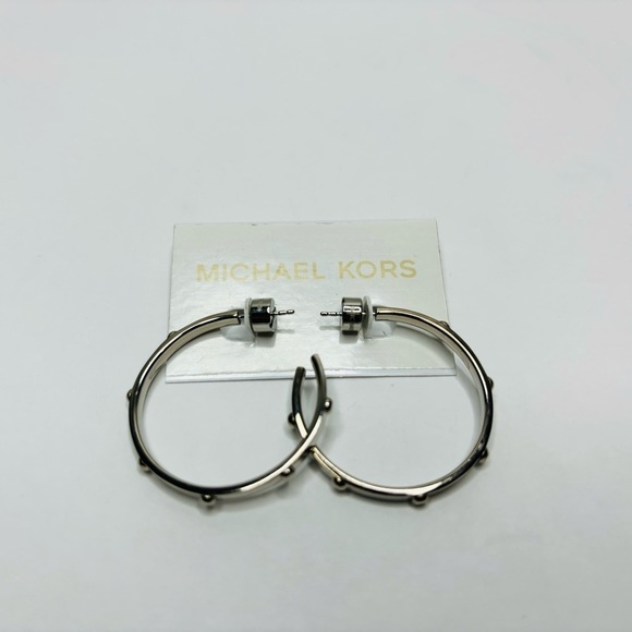 MICHAEL KORS Silver Heritage Studded Hoops - Picture 1 of 6